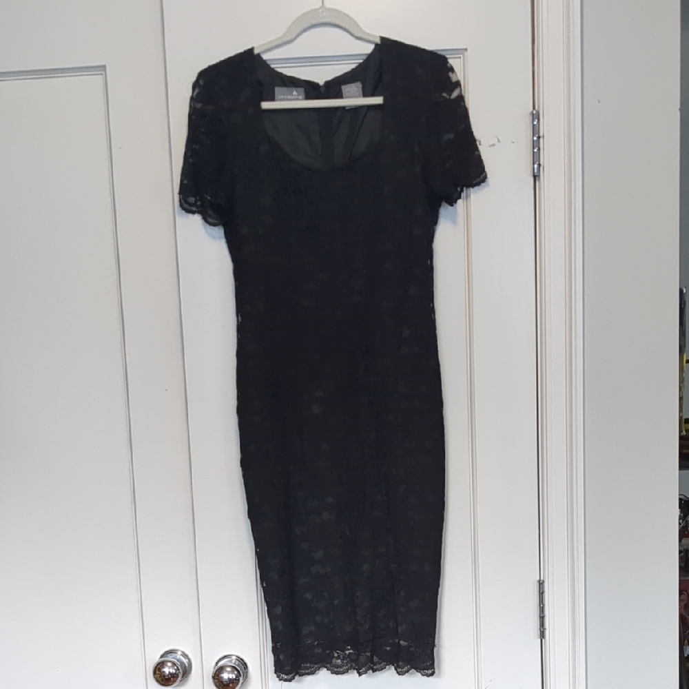 Liz Claiborne Black Lace Midi Dress Sz 4
